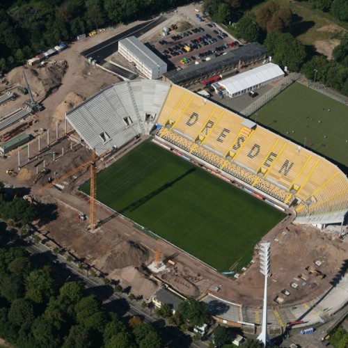 Stadion Dresden Bauphase Luftbild